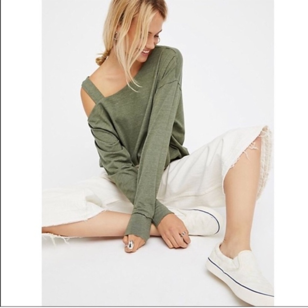 free people saratoga one shoulder sweatshirt  top